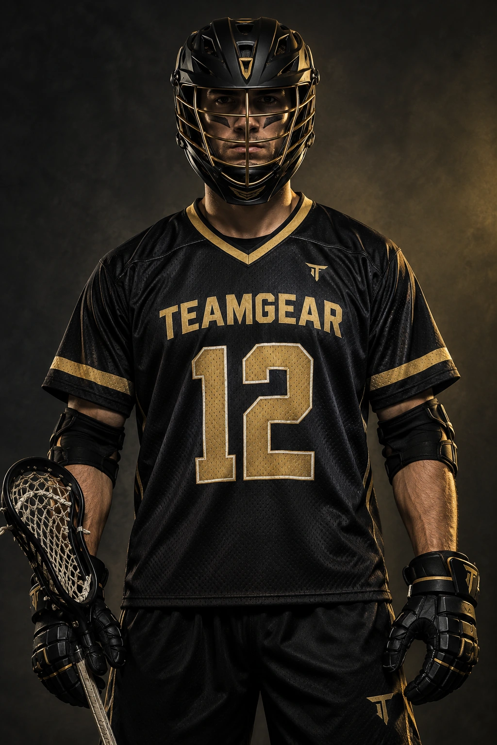 Lacrosse Uniforms in the TeamGear black and yellow style